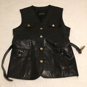 Danier Leather Black Belted Vest